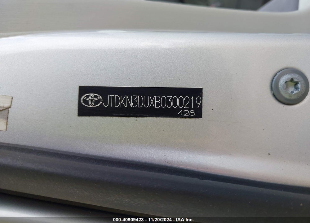 2011 TOYOTA PRIUS THREE VIN: JTDKN3DUXB0300219