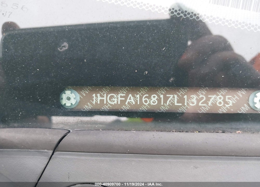2007 HONDA CIVIC EX VIN: 1HGFA16817L132785