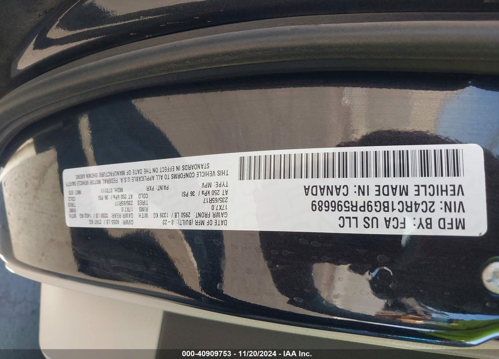 2023 CHRYSLER PACIFICA TOURING L VIN: 2C4RC1BG9PR596689
