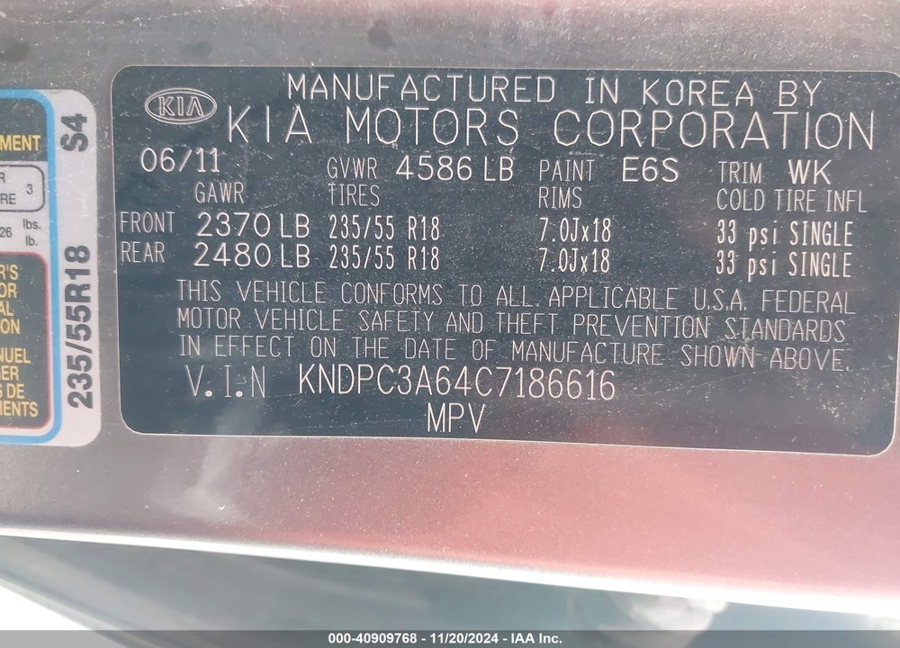 2012 KIA SPORTAGE SX VIN: KNDPC3A64C7186616