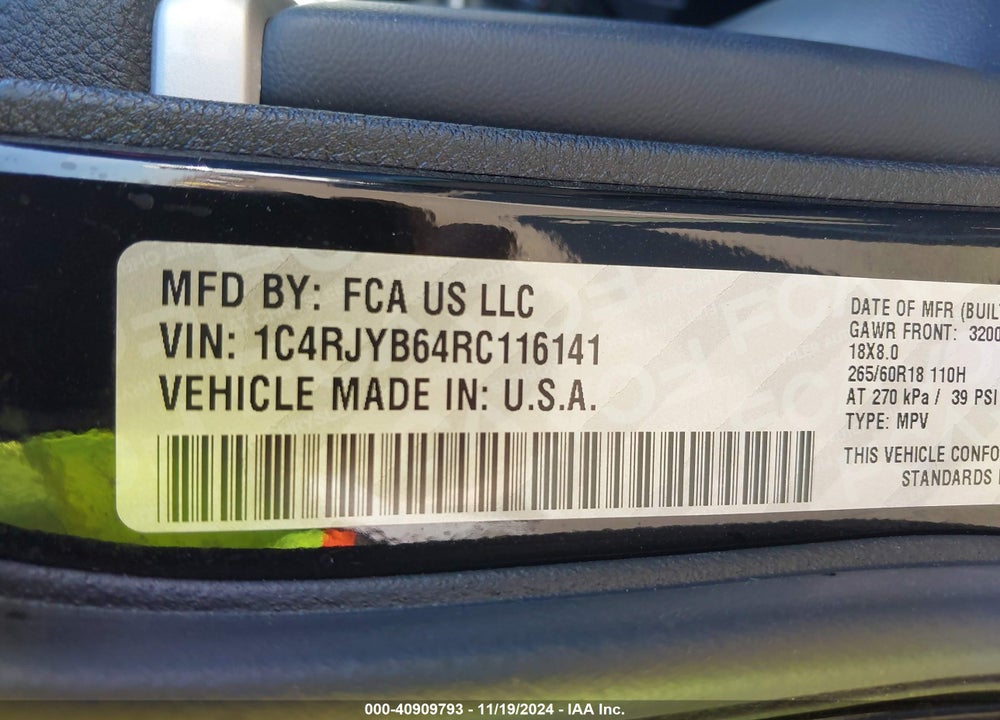 2024 JEEP GRAND CHEROKEE 4XE VIN: 1C4RJYB64RC116141
