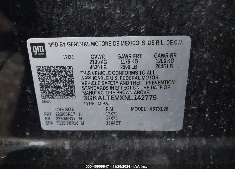 2022 GMC TERRAIN AWD SLE VIN: 3GKALTEVXNL142775