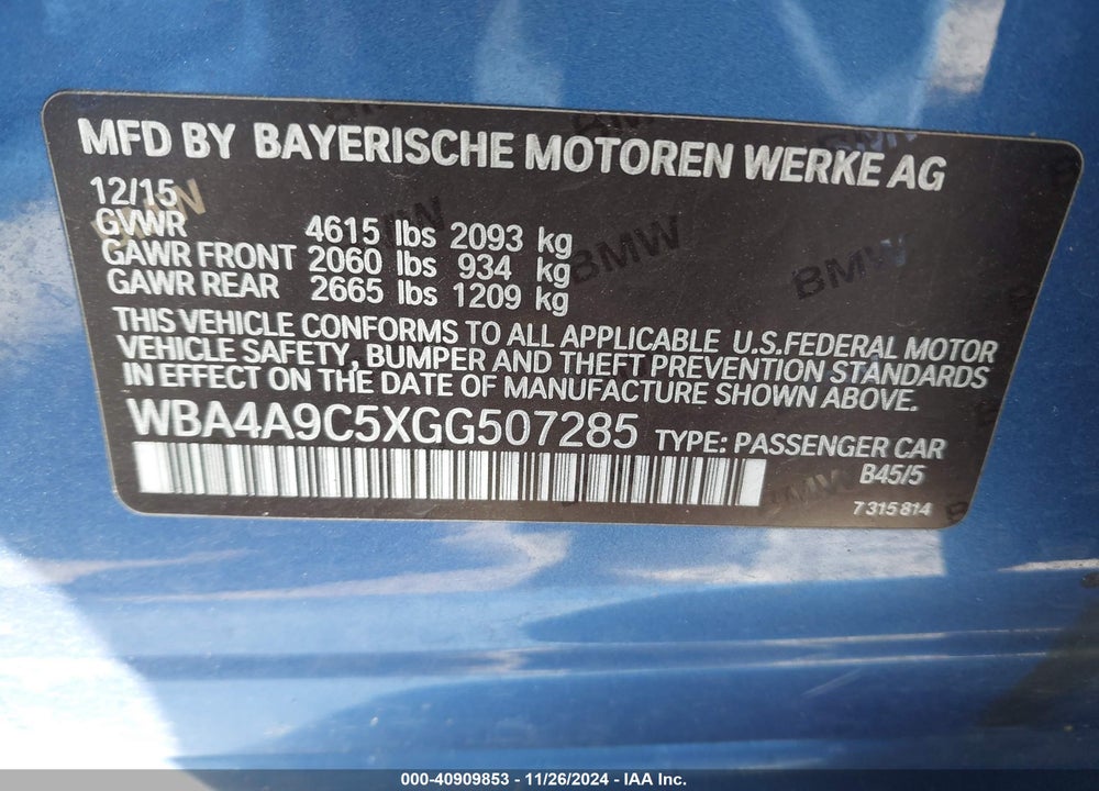 2016 BMW 428I GRAN COUPE VIN: WBA4A9C5XGG507285