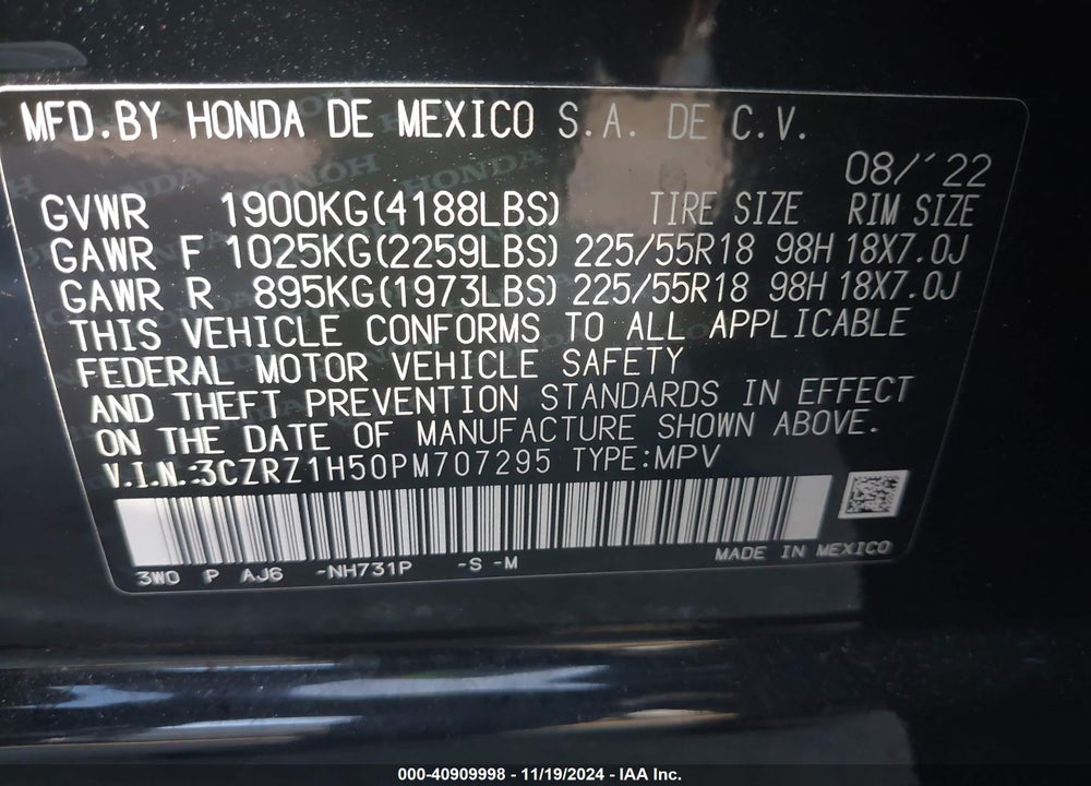 2023 HONDA HR-V 2WD SPORT VIN: 3CZRZ1H50PM707295