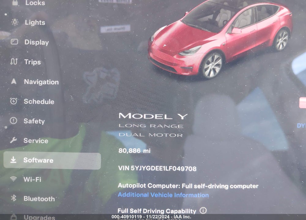 2020 TESLA MODEL Y LONG RANGE DUAL MOTOR ALL-WHEEL DRIVE VIN: 5YJYGDEE1LF049708