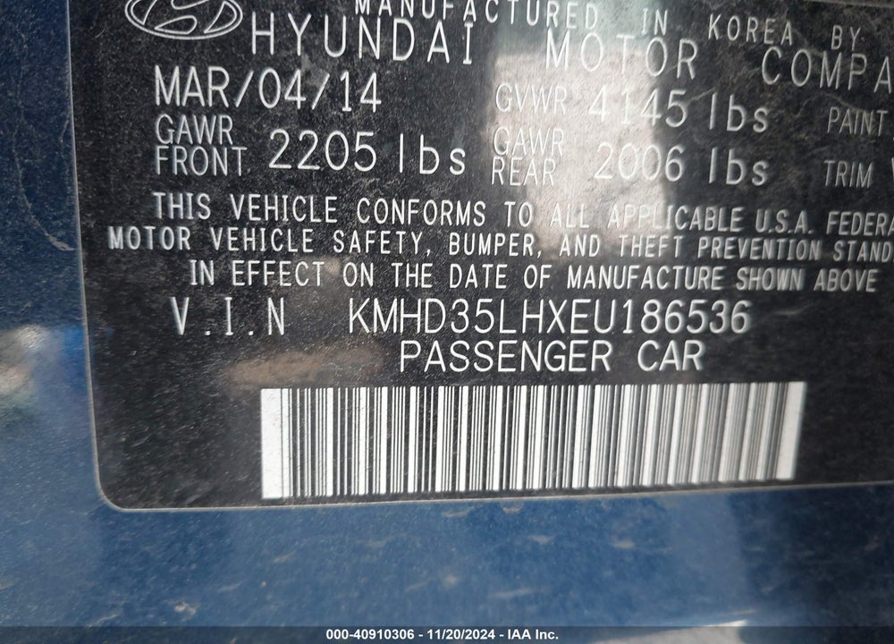 2014 HYUNDAI ELANTRA GT VIN: KMHD35LHXEU186536