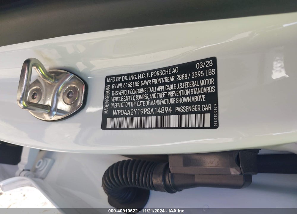 2023 PORSCHE TAYCAN VIN: WP0AA2Y19PSA14894