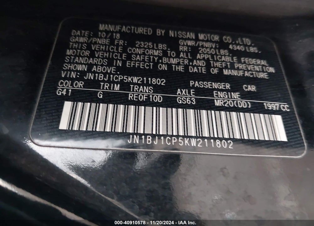 2019 NISSAN ROGUE SPORT S VIN: JN1BJ1CP5KW211802