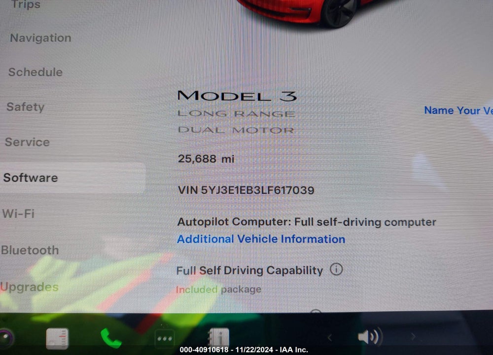 2020 TESLA MODEL 3 LONG RANGE DUAL MOTOR ALL-WHEEL DRIVE VIN: 5YJ3E1EB3LF617039