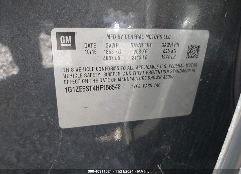 2017 CHEVROLET MALIBU 1LT VIN: 1G1ZE5ST4HF156542