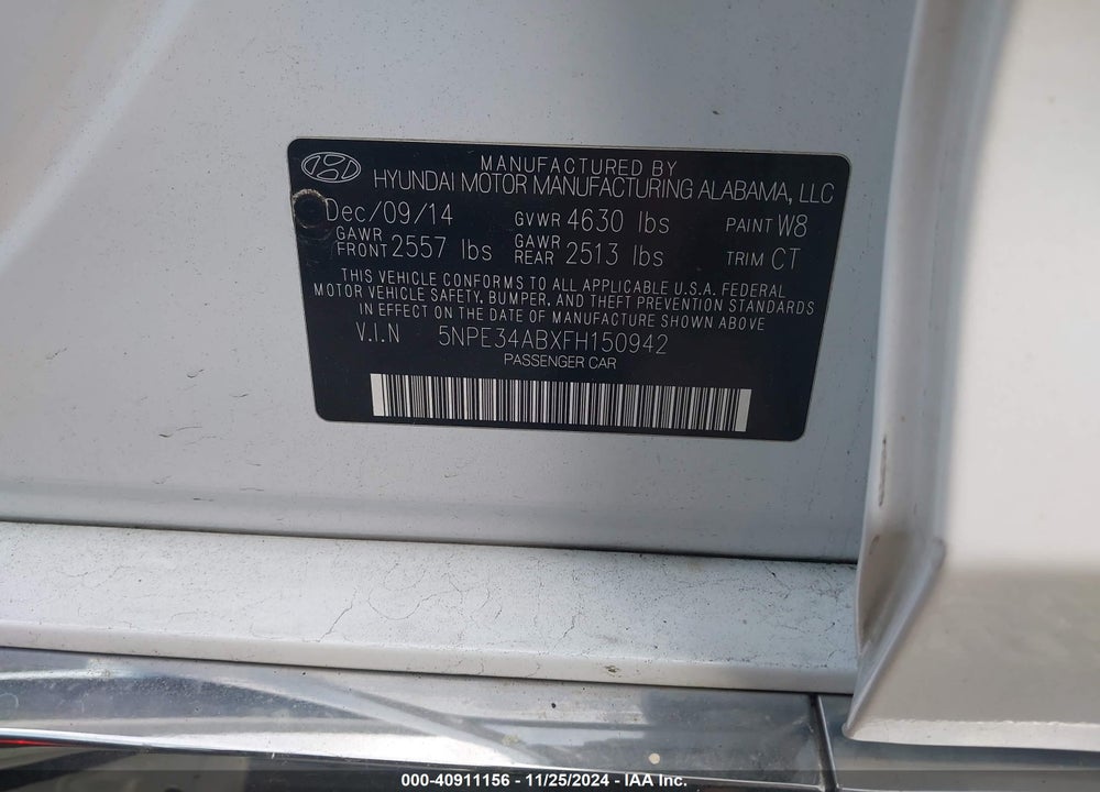 2015 HYUNDAI SONATA LIMITED 2.0T VIN: 5NPE34ABXFH150942