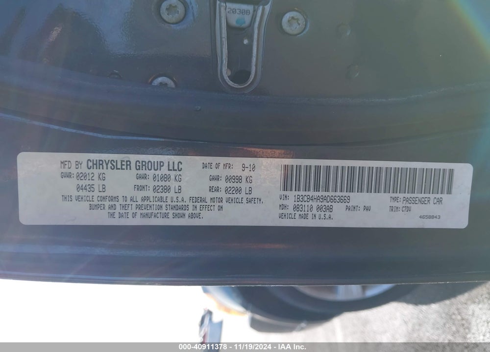 2010 DODGE CALIBER SXT VIN: 1B3CB4HA9AD663669