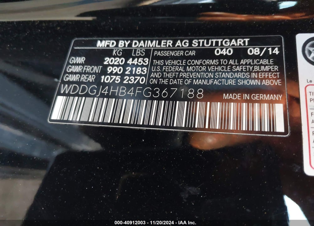 2015 MERCEDES-BENZ C VIN: WDDGJ4HB4FG367188