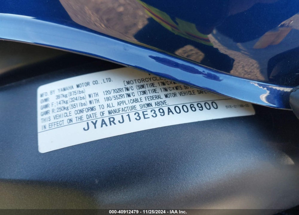 2009 YAMAHA FZ6 SHG VIN: JYARJ13E39A006900