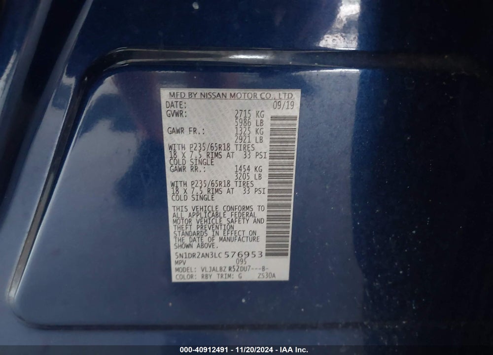 2020 NISSAN PATHFINDER S 2WD VIN: 5N1DR2AN3LC576953