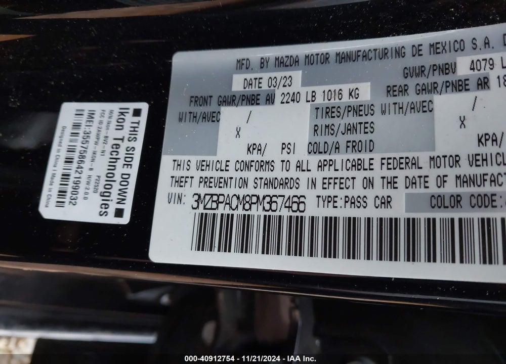 2023 MAZDA 3 2.5 S PREFERRED VIN: 3MZBPACM8PM367466