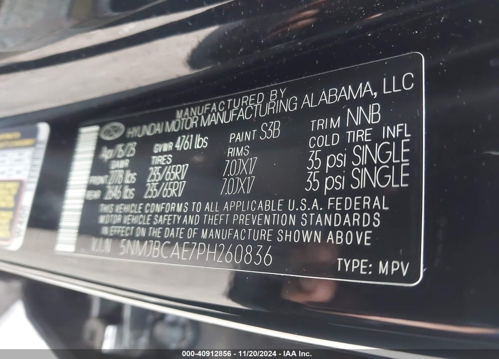 2023 HYUNDAI TUCSON SEL VIN: 5NMJBCAE7PH260836