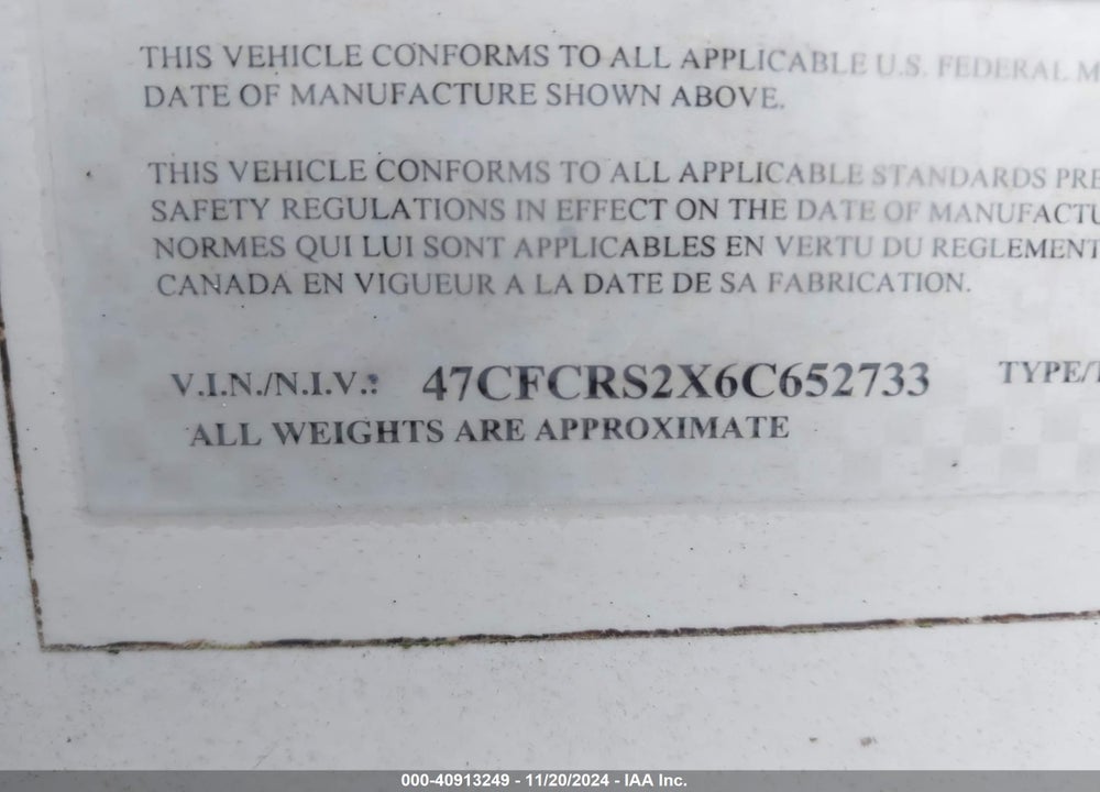 2006 COLORADO 5TH WHEEL VIN: 47CFCRS2X6C652733