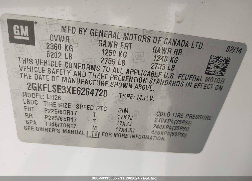 2014 GMC TERRAIN SLT-1 VIN: 2GKFLSE3XE6264720