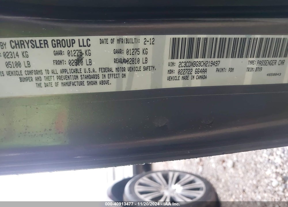 2012 DODGE CHARGER SE VIN: 2C3CDXBG9CH219497