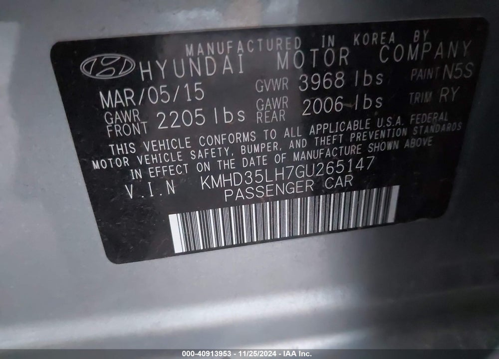 2016 HYUNDAI ELANTRA GT VIN: KMHD35LH7GU265147