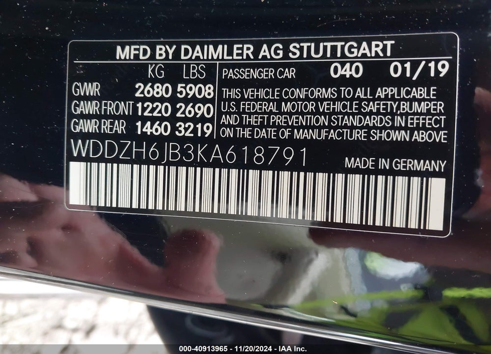 2019 MERCEDES-BENZ E 450 4MATIC VIN: WDDZH6JB3KA618791