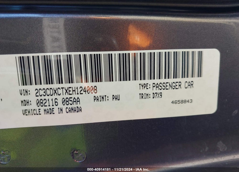 2014 DODGE CHARGER R/T VIN: 2C3CDXCTXEH124008