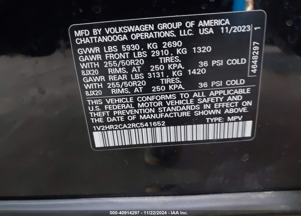 2024 VOLKSWAGEN ATLAS 2.0T SE W/TECHNOLOGY VIN: 1V2HR2CA2RC541652