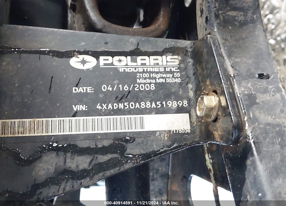 2008 POLARIS SPORTSMAN VIN: 4XADN50A88A519898