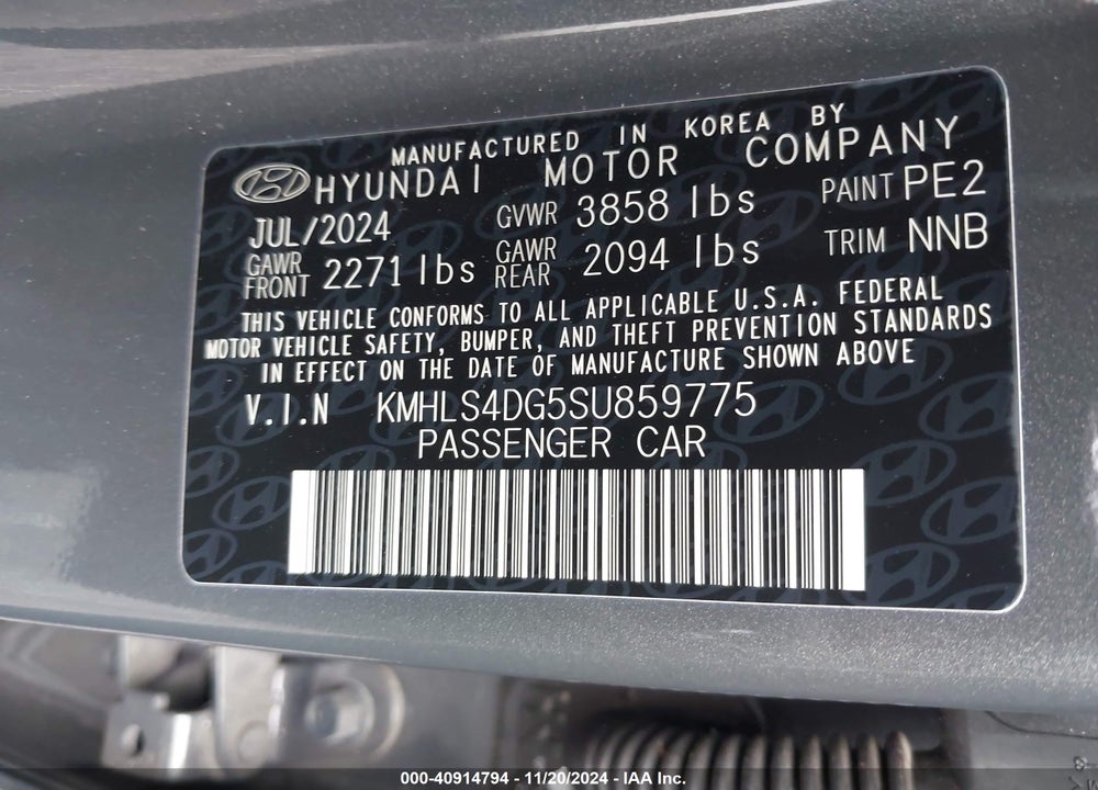 2025 HYUNDAI ELANTRA SEL CONVENIENCE VIN: KMHLS4DG5SU859775