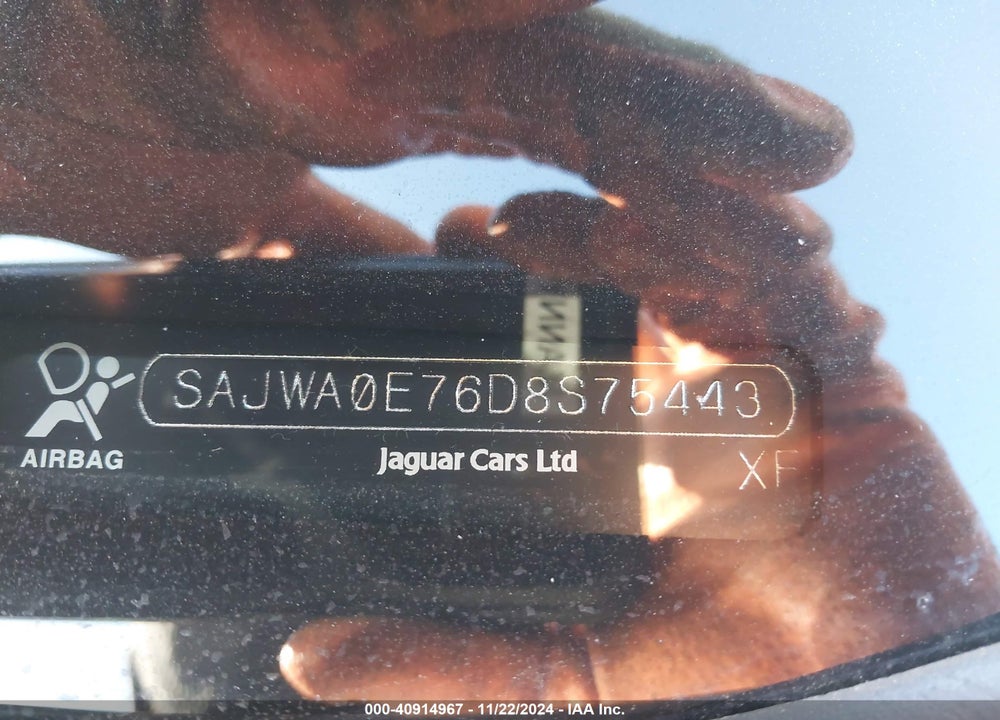 2013 JAGUAR XF V6 SC VIN: SAJWA0E76D8S75443