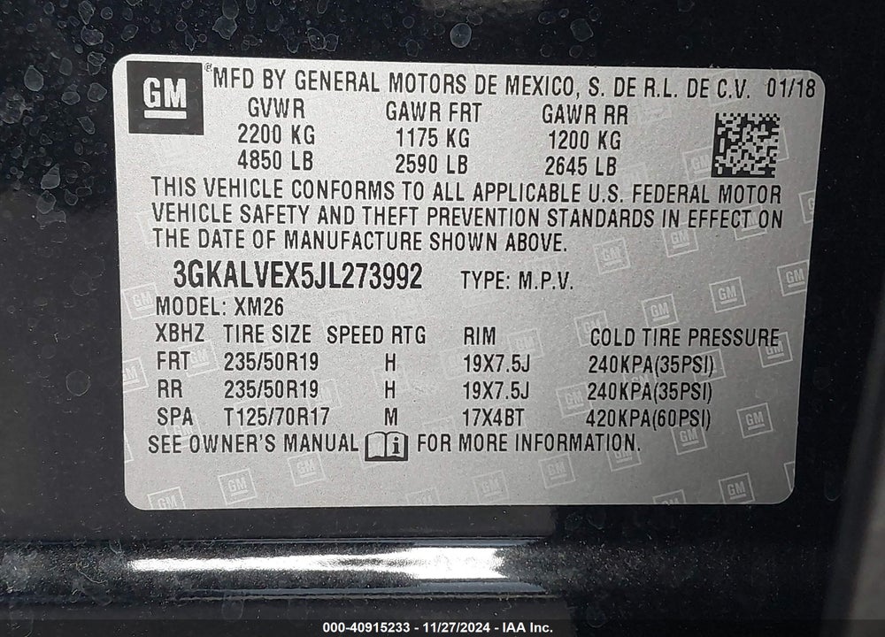 2018 GMC TERRAIN SLT VIN: 3GKALVEX5JL273992
