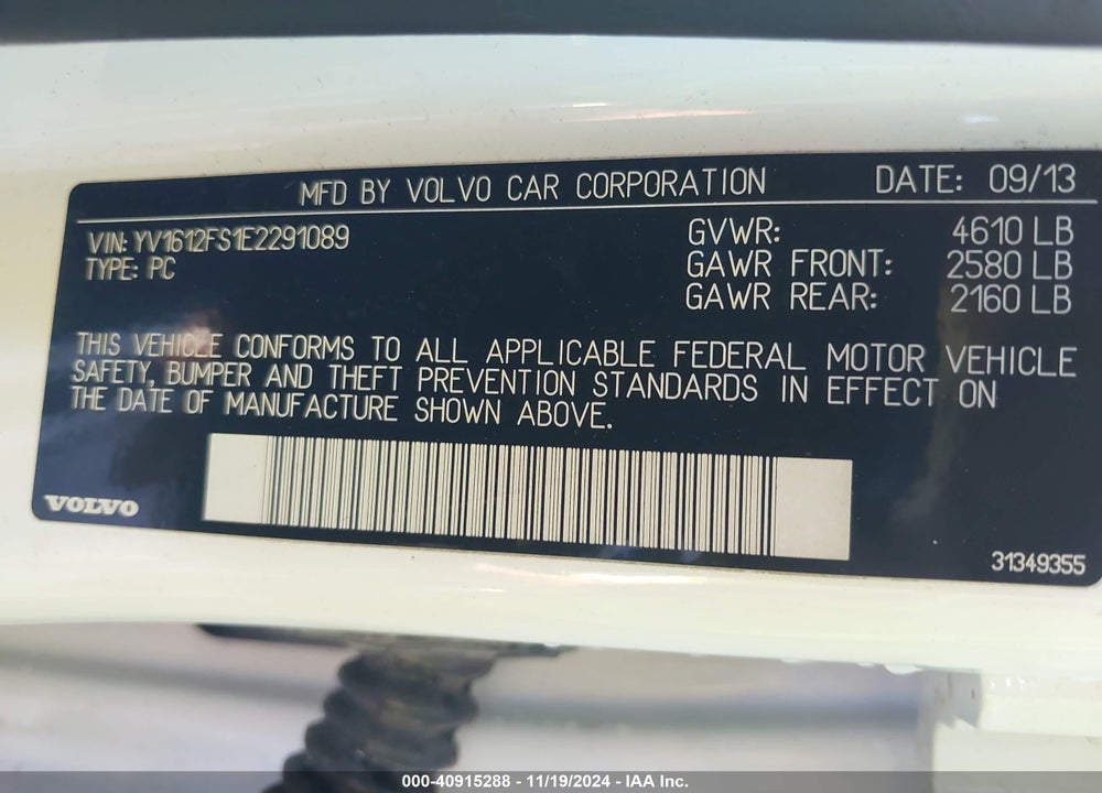 2014 VOLVO S60 T5 VIN: YV1612FS1E2291089