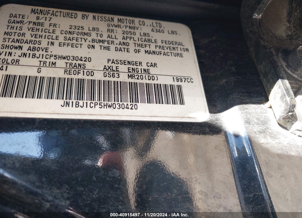 2017 NISSAN ROGUE SPORT SV VIN: JN1BJ1CP5HW030420