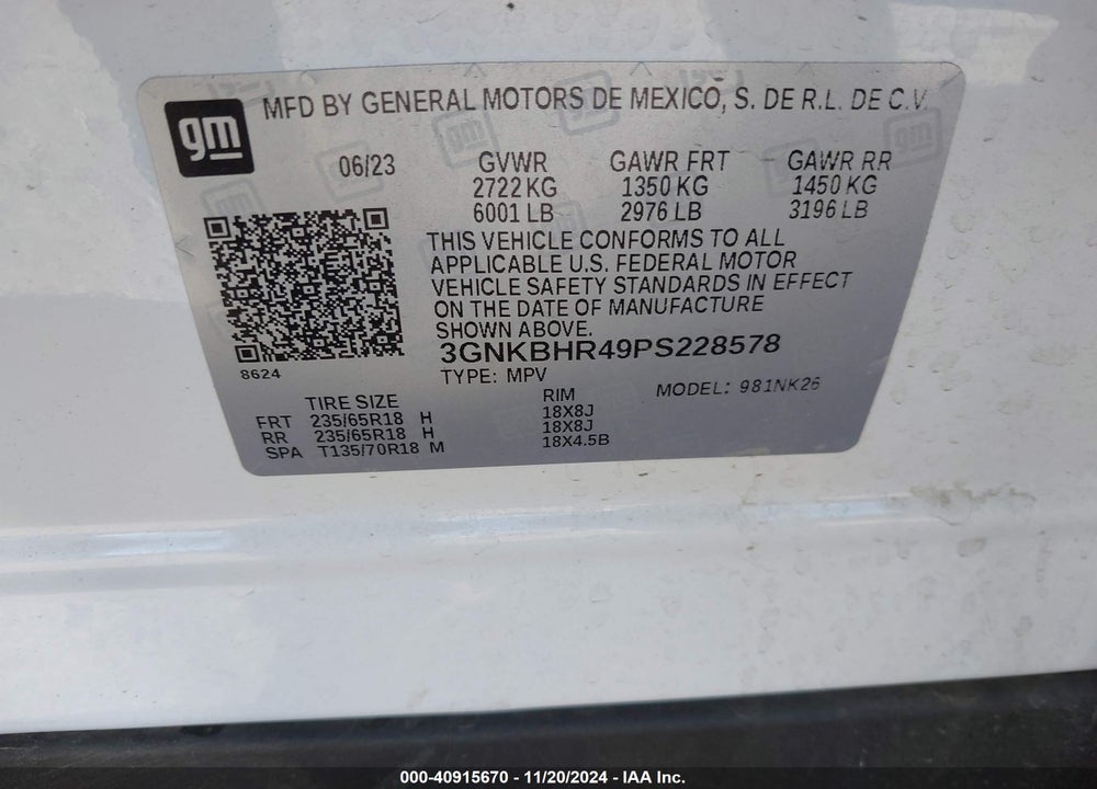 2023 CHEVROLET BLAZER AWD 2LT VIN: 3GNKBHR49PS228578
