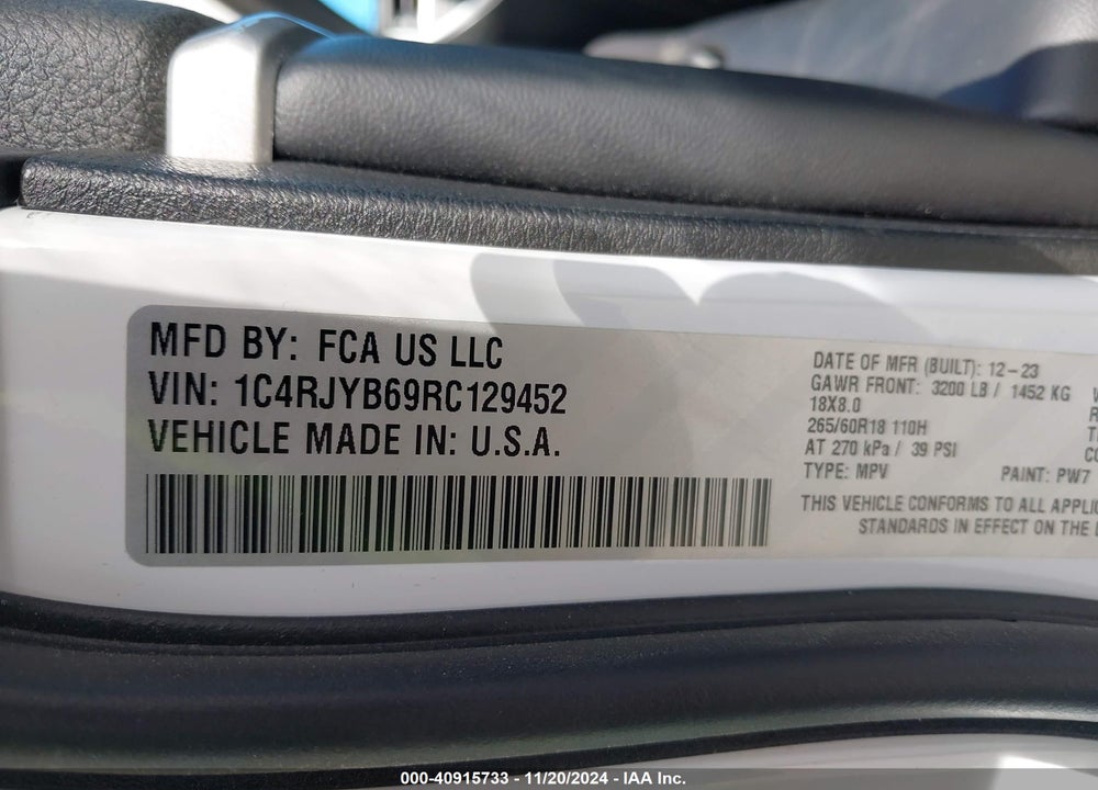 2024 JEEP GRAND CHEROKEE 4XE VIN: 1C4RJYB69RC129452