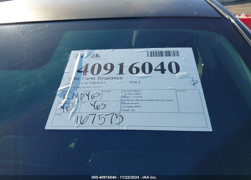 2015 CHEVROLET VOLT VIN: 1G1RC6E40FU103717