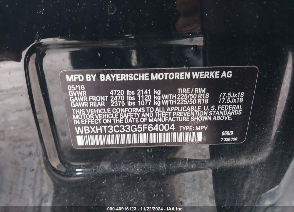 2016 BMW X1 XDRIVE28I VIN: WBXHT3C33G5F64004