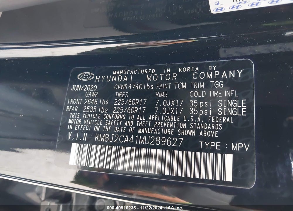 2021 HYUNDAI TUCSON SE VIN: KM8J2CA41MU289627
