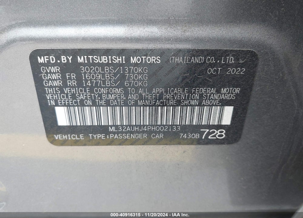 2023 MITSUBISHI MIRAGE ES/LE VIN: ML32AUHJ4PH002133