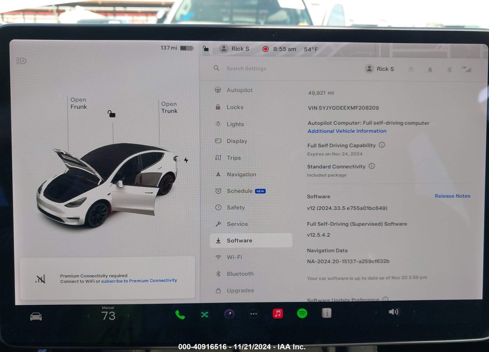 2021 TESLA MODEL Y LONG RANGE DUAL MOTOR ALL-WHEEL DRIVE VIN: 5YJYGDEEXMF208209