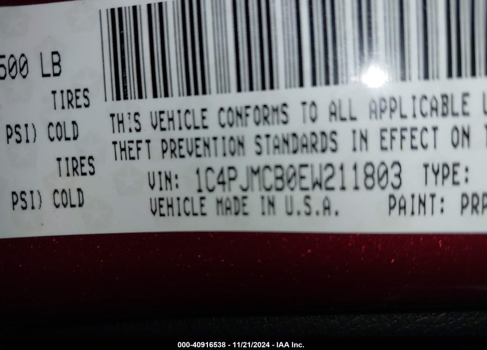 2014 JEEP CHEROKEE LATITUDE VIN: 1C4PJMCB0EW211803