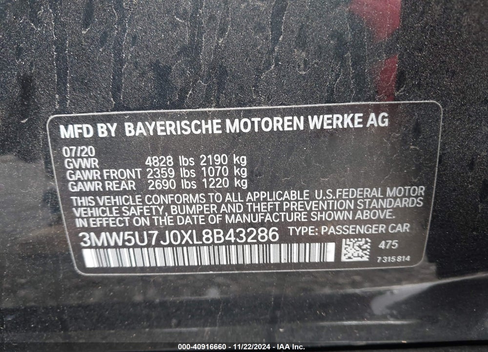 2020 BMW 3 SERIES M340I VIN: 3MW5U7J0XL8B43286