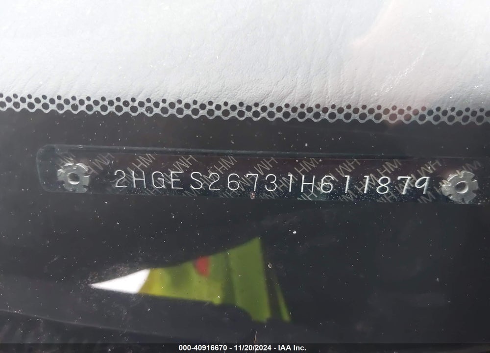 2001 HONDA CIVIC EX VIN: 2HGES26731H611879