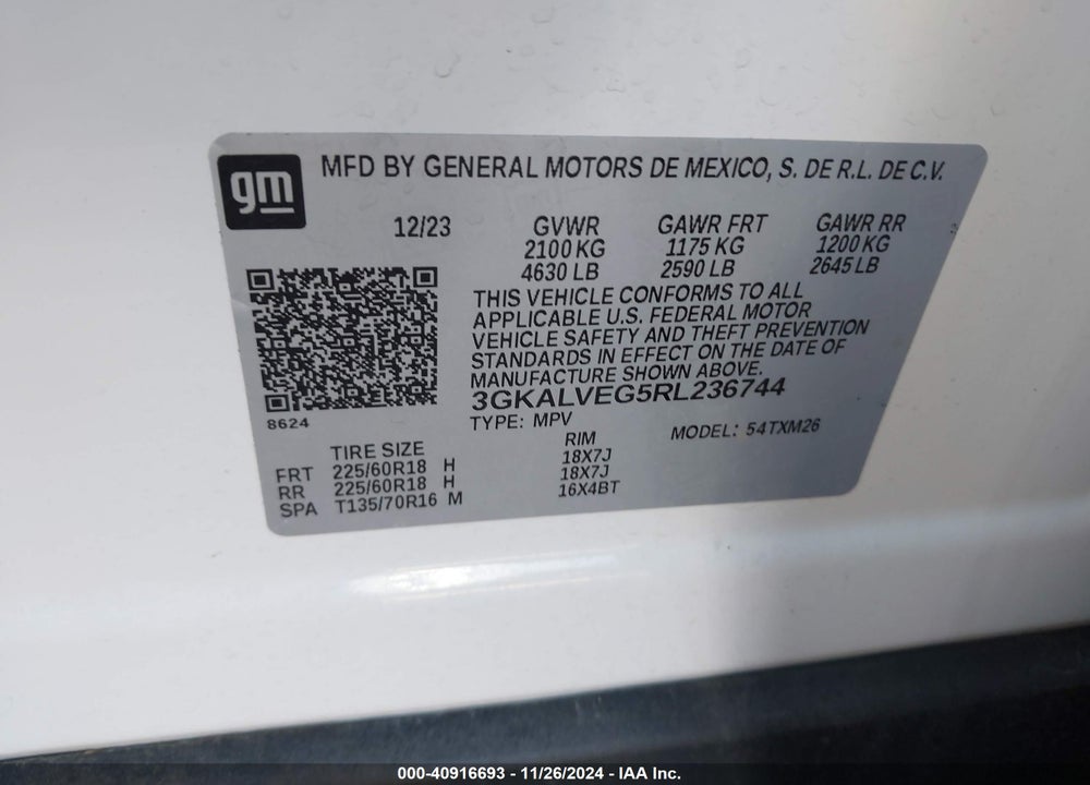 2024 GMC TERRAIN AWD SLT VIN: 3GKALVEG5RL236744