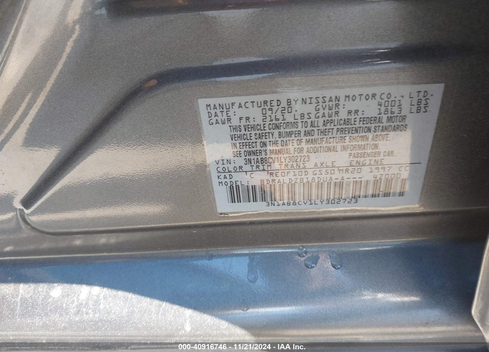2020 NISSAN SENTRA SV XTRONIC CVT VIN: 3N1AB8CV1LY302723