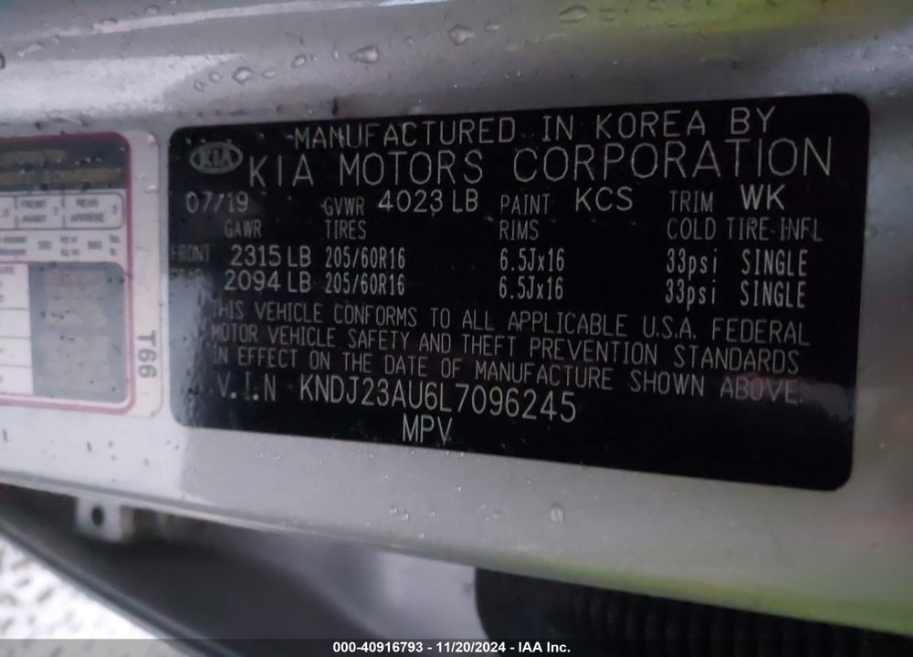 2020 KIA SOUL VIN: KNDJ23AU6L7096245