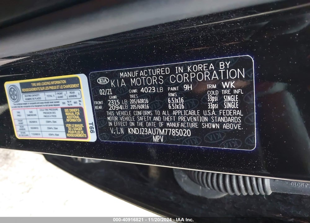 2021 KIA SOUL LX VIN: KNDJ23AU7M7785020