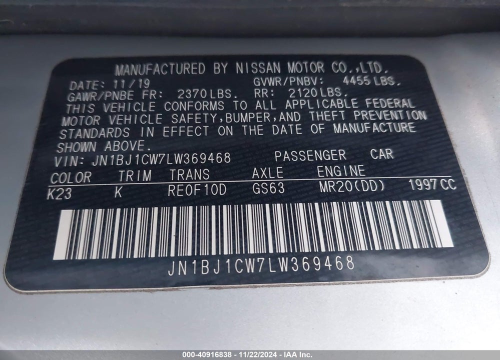 2020 NISSAN ROGUE SPORT SV AWD XTRONIC CVT VIN: JN1BJ1CW7LW369468