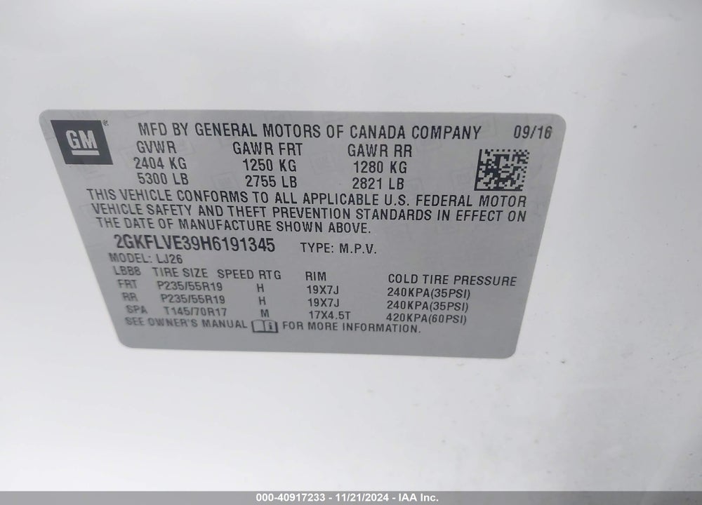 2017 GMC TERRAIN DENALI VIN: 2GKFLVE39H6191345